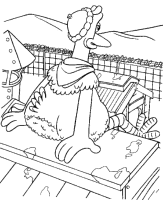 A coloring page of chicken run
